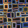 TIMES SQUARED HIPSTER Abstract Squares Black Orange Blue Gold