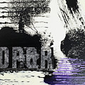 Tree On A Rock Abstract Collage In Black White Purple Words Lines